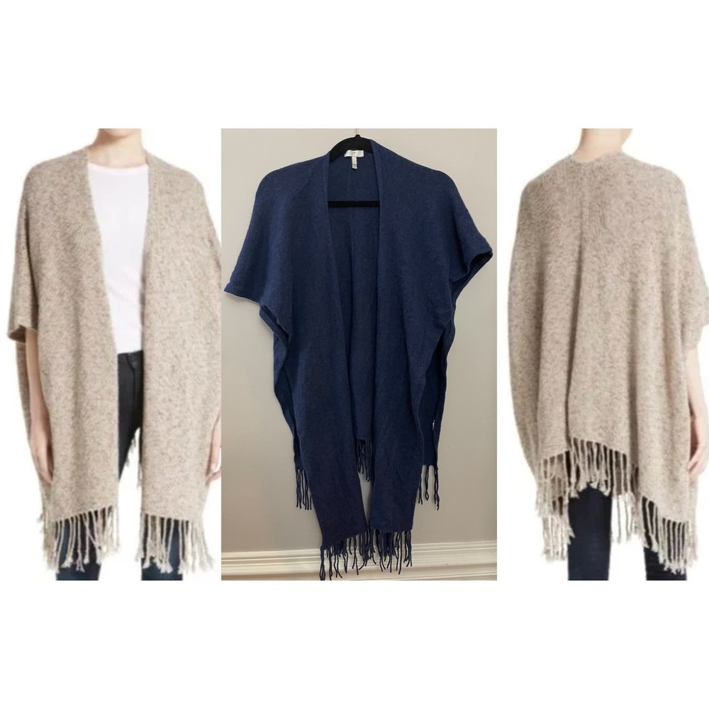 Joie Lucrece Poncho Cardigan Navy Wool Cashmere‎ Blend Small